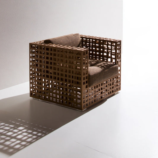 Accentfauteuil van rotan, kleur cognacbruin