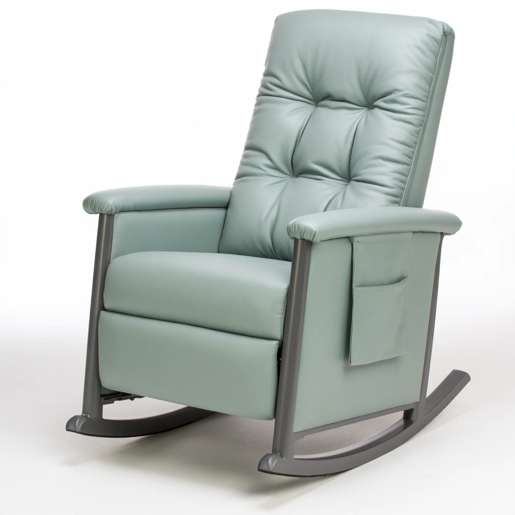 Relaxfauteuil met stoffen bekleding, kleur blauw en petrolblauw