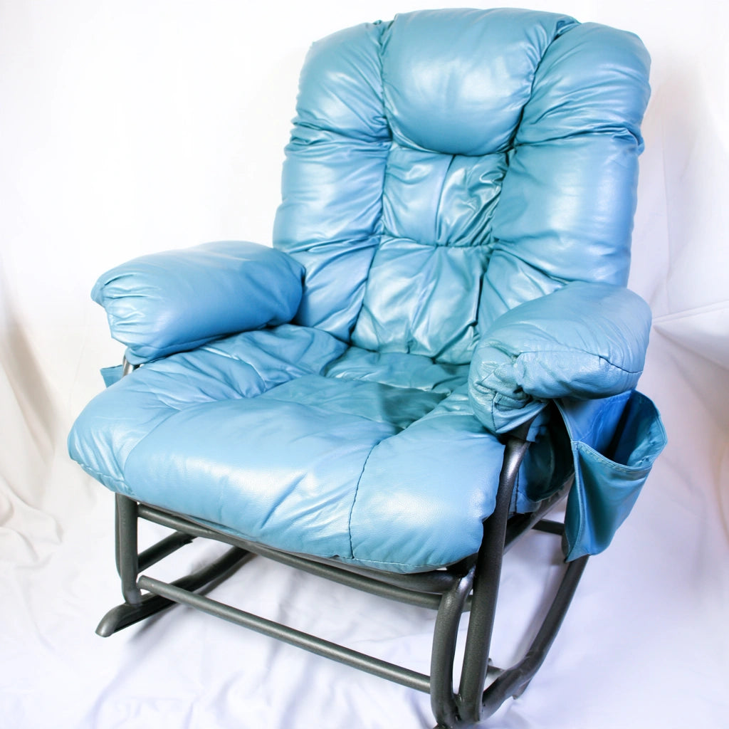 Relaxfauteuil met stoffen bekleding, kleur blauw en petrolblauw
