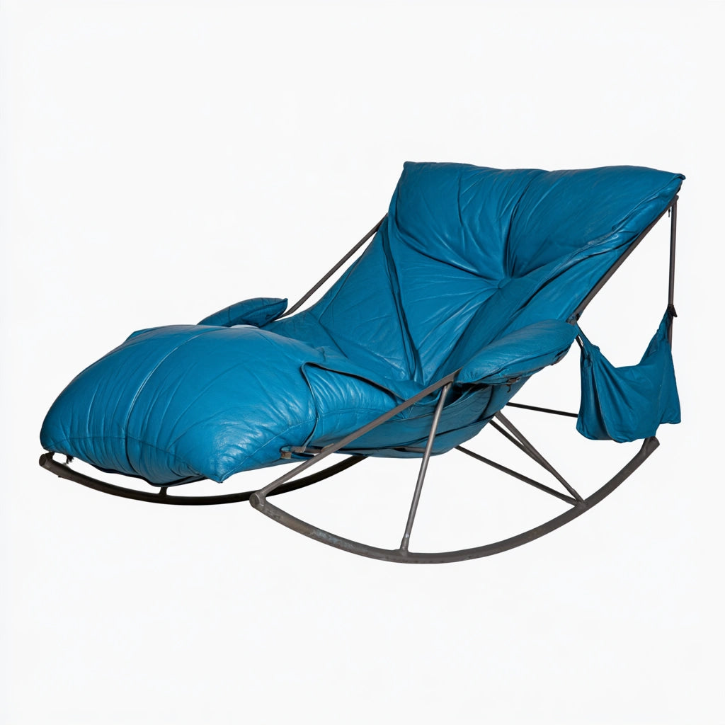 Relaxfauteuil met stoffen bekleding, kleur blauw en petrolblauw