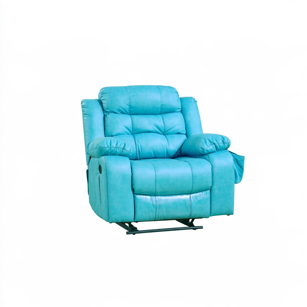 Relaxfauteuil met stoffen bekleding, kleur blauw en petrolblauw