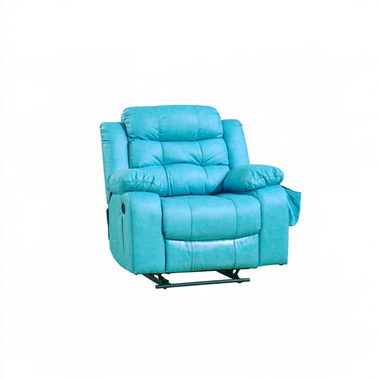 Relaxfauteuil met stoffen bekleding, kleur blauw en petrolblauw